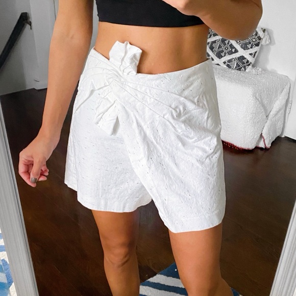 🐚 REBECCA TAYLOR WHITE BLACK TIE DETAIL HIGH WAIST SKORT! - Picture 2 of 13